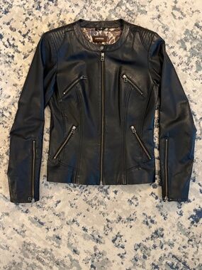 Danier Genuine Black Leather Jacket (Size Small)
